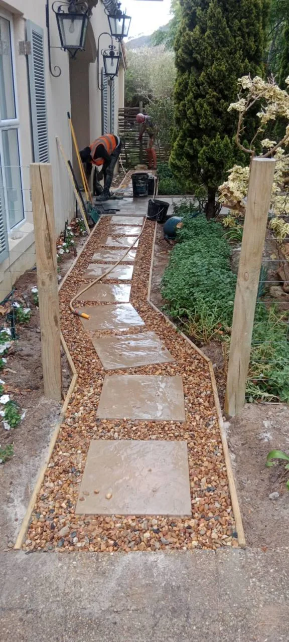 Outdoor tiling for a garden pathway and exterior access area
